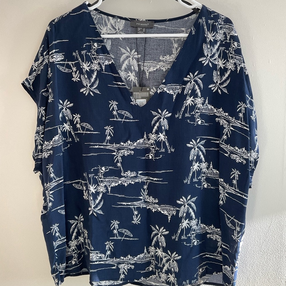 Primark / short sleeve blouse / navy / XL/14